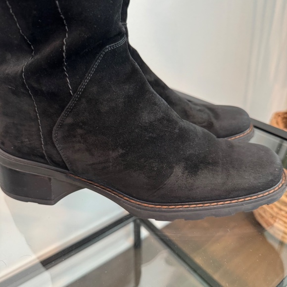 AQUATALIA BY Marvin K Black Suede Weatherproof Buckle mid calf boots 9.5 - Picture 3 of 16